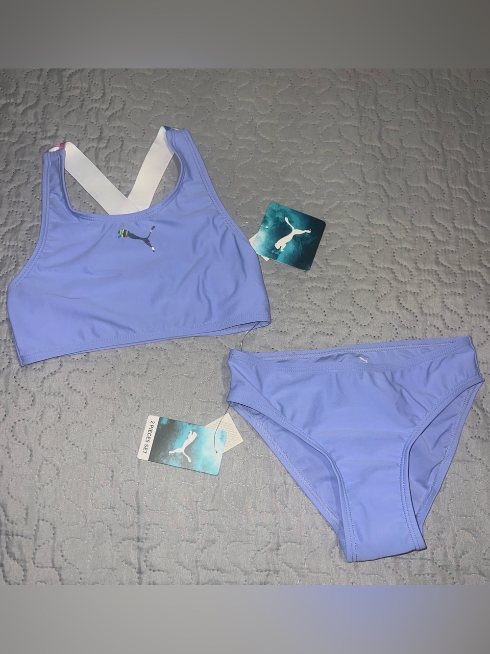 Puma youth girls Bikini two piece swimsuit bathing suit swimwear crisscross 6